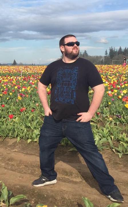 Jared in a tulip field